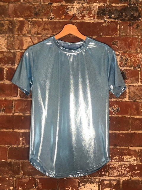 Girls Boys Shiny T-Shirt  Blue