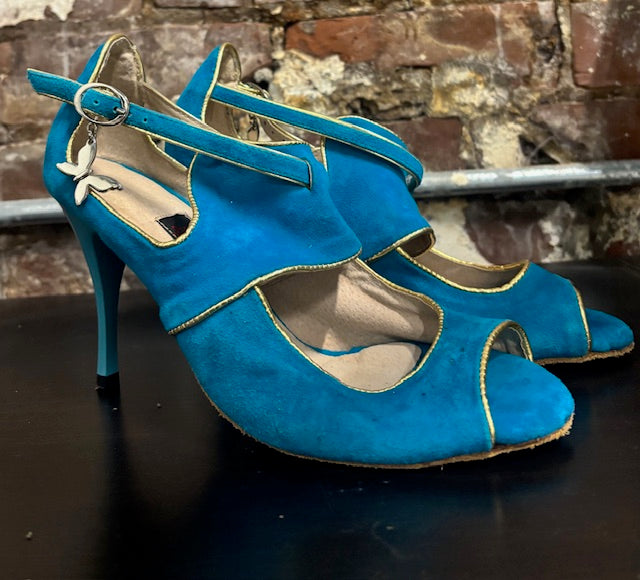 Blue  and Gold Leather Shoes