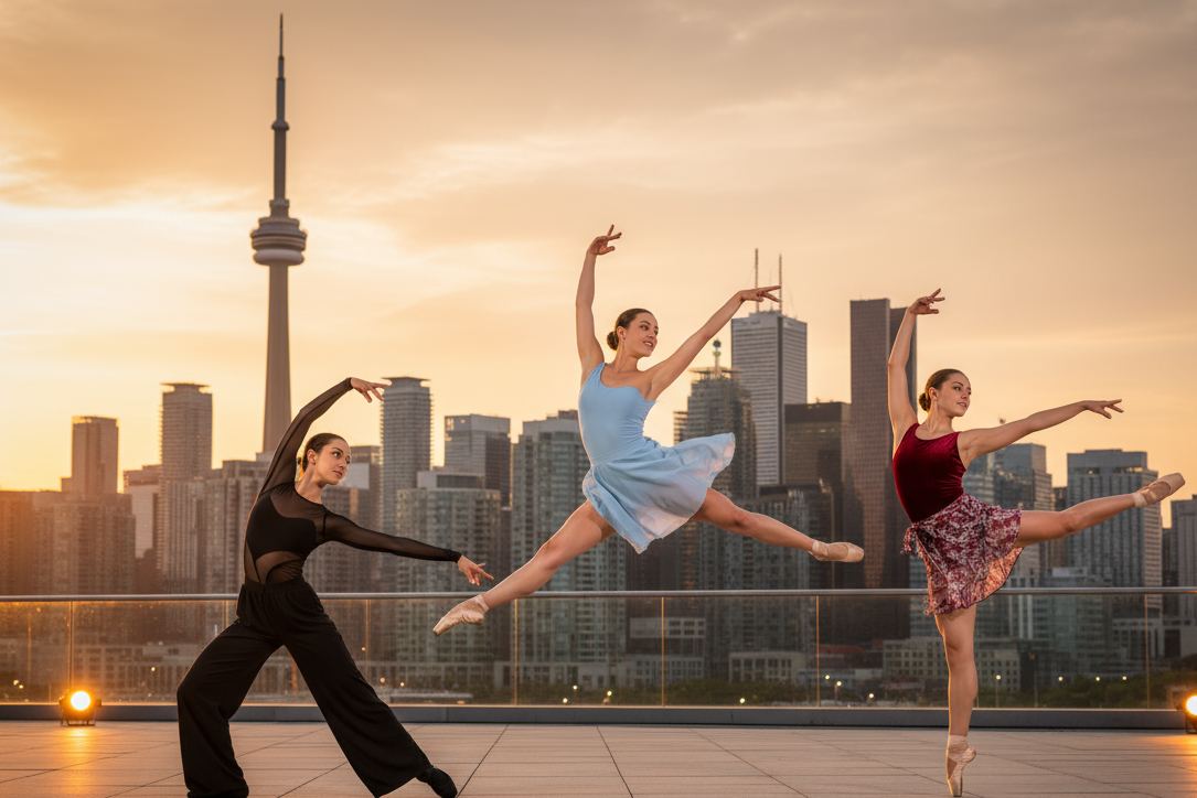 Toronto landscape and dancers for a dancewear shop