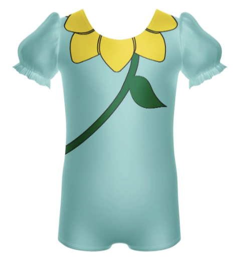 Flower Puff Sleeve Biketard